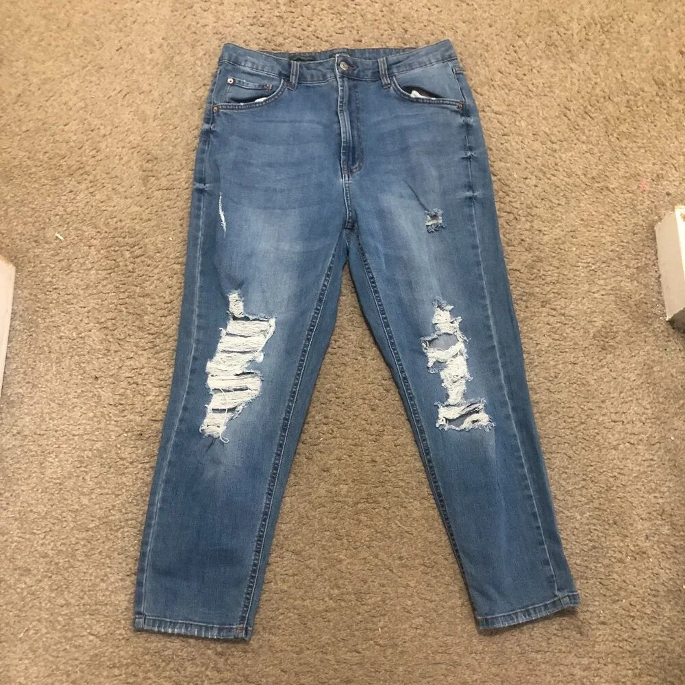 Wild Fable High Rise Mom Jeans with Distressed Rips Size 14 - Picture 7 of 11